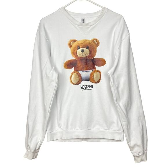 Moschino White Sweatshirt with Teddy Bear Print - Picture 1 of 12